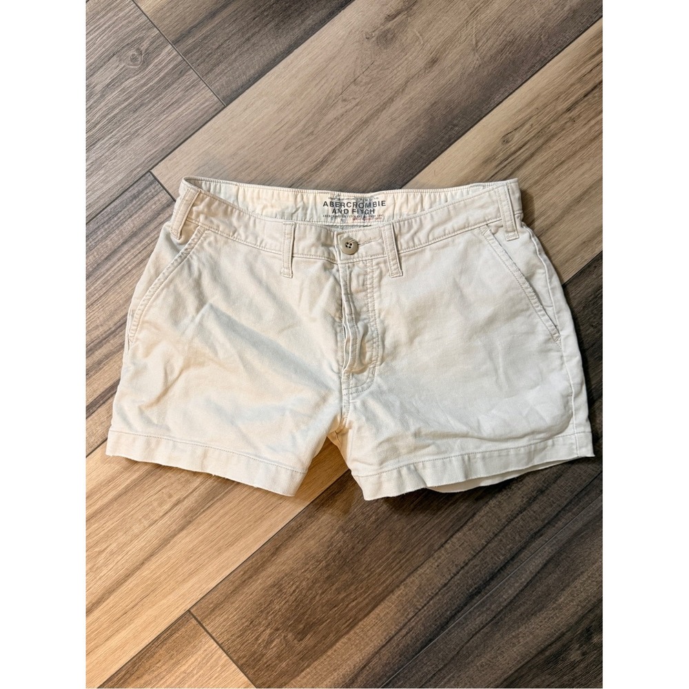 Vintage Y2K Abercrombie & Fitch Y2K Low Rise Chino Shorts‎ Cream Women's Size 6